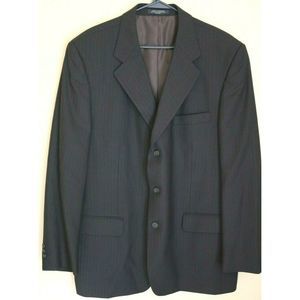 Mens Dark Brown Striped Jacket Petrocelli sz 48